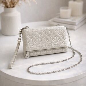 Coach Gray wristlet with crossbody chain